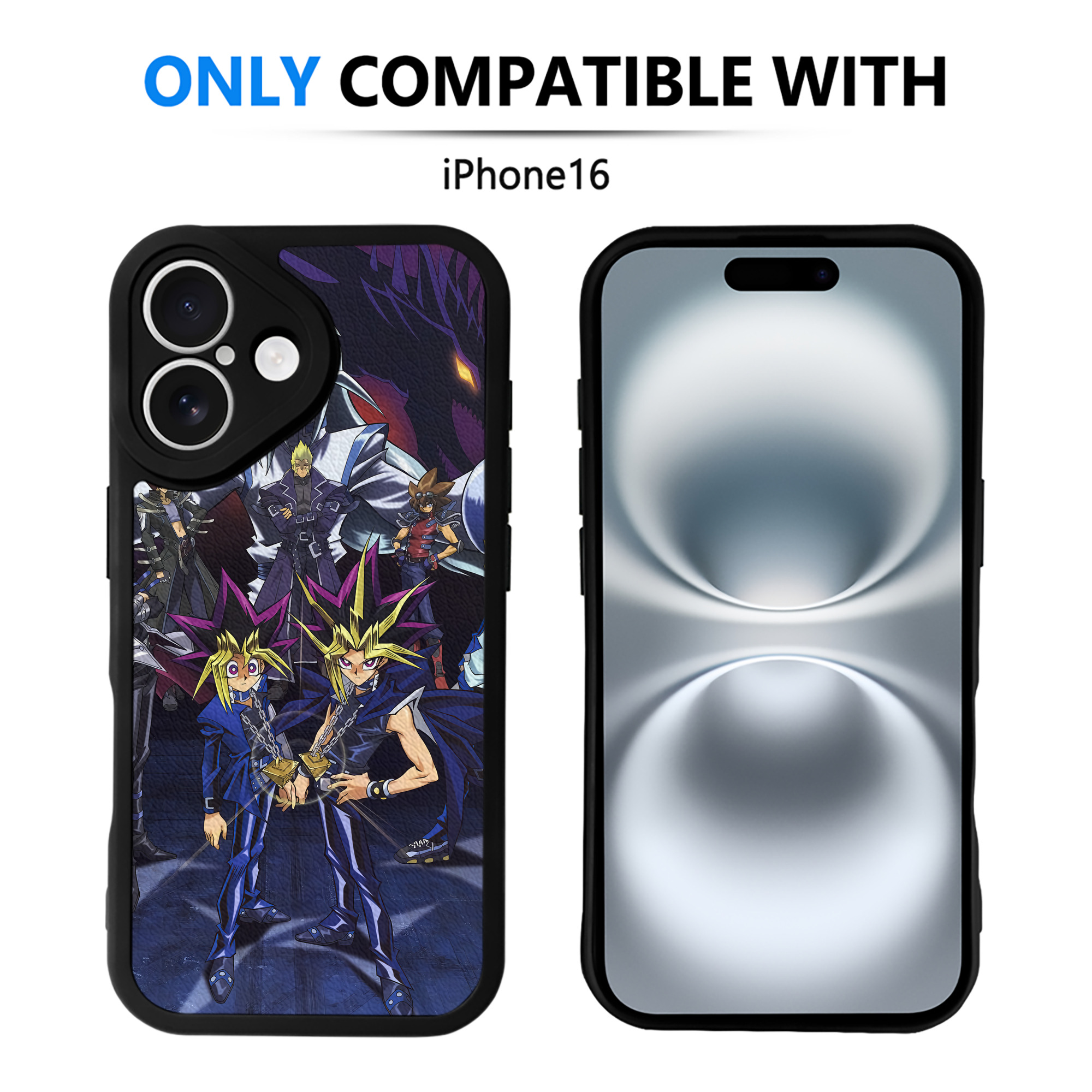 （画像用） 遊☆戯☆王 Yu-Gi-Oh! 【iPhone 16シリーズ対応】シリコンスマホケース（レザー調） 材質：シリコン